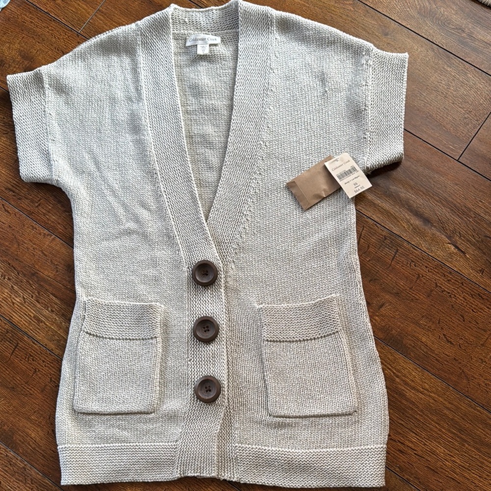 Cold water CreekGray Short Sleeve Cardigan Sweater